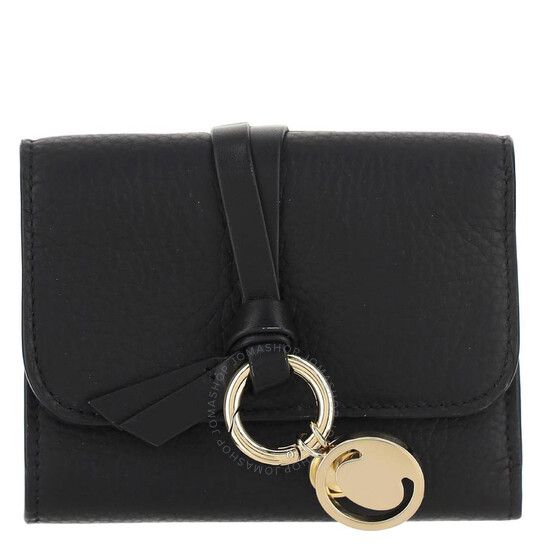 【CHLOE】ALPHABET TRI-FOLD WALLET Chloé Mini Alphabet Tri Fold In Grained Leather in Wild grey