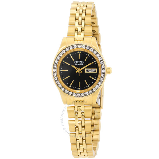 アナログ腕時計 CITIZEN | Quartz Crystal Black Dial Ladies Watch EQ0532-55E Citizen Quartz Crystal Black Dial Ladies Watch EQ0532-55E