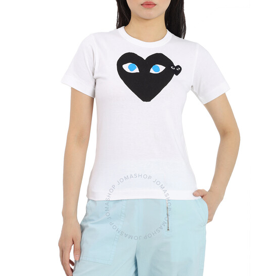 Comme Des Garcons Ladies Short-sleeve Hearts Print Cotton T