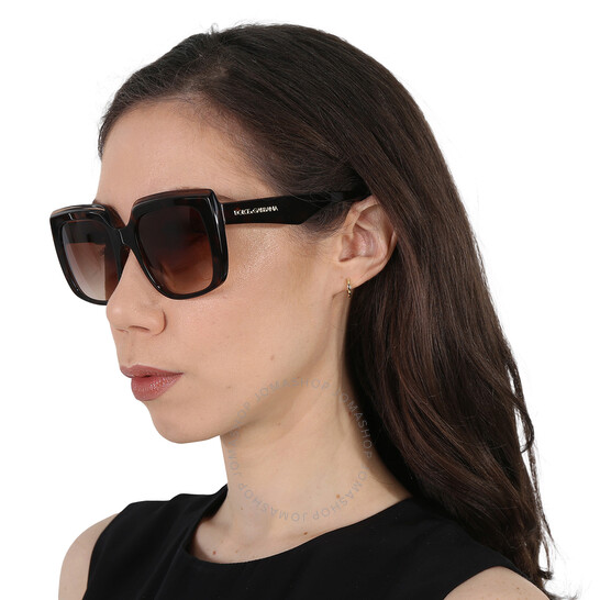 DOLCE & GABBANA スクエアフレムサンクラス DG4436 50273 Dolce & Gabbana Gradient Brown Square Ladies Sunglasses