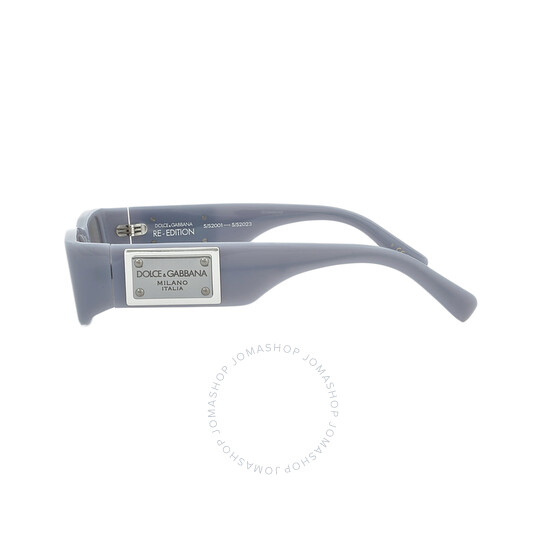 Dolce & Gabbana Light Grey Mirror Silver Rectangular Men's