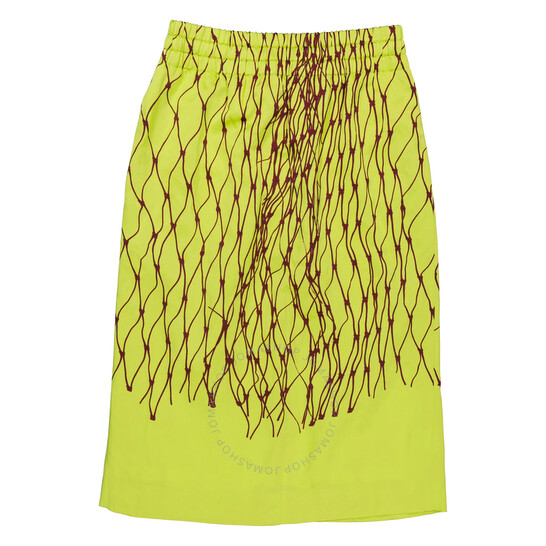 ランウェイ Dries Van Noten プリーツ スカート イエロー Dries Van Noten Neon Yellow Net Printed Midi Skirt, Brand