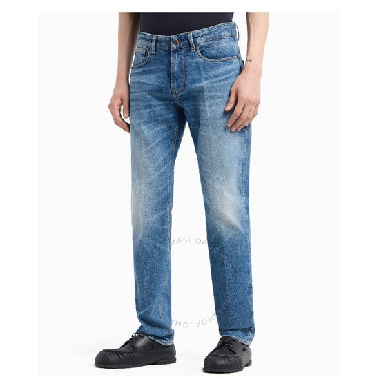 Emporio Armani Veining J06 Slim-Fit Denim Jeans, Waist Size