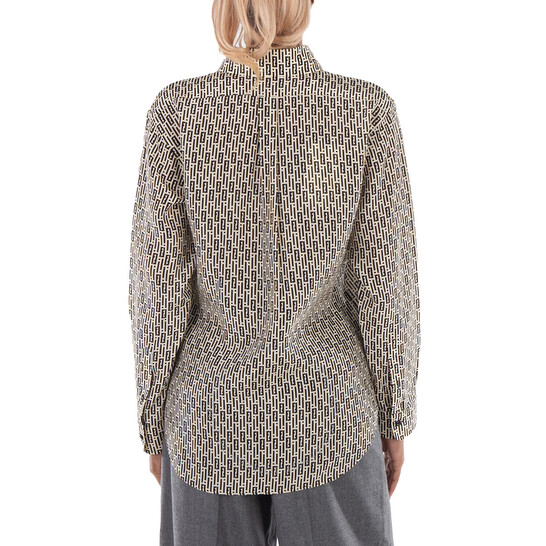 Fendi FF Motif Printed Silk Shirt, Brand Size 40 ( US Size 4