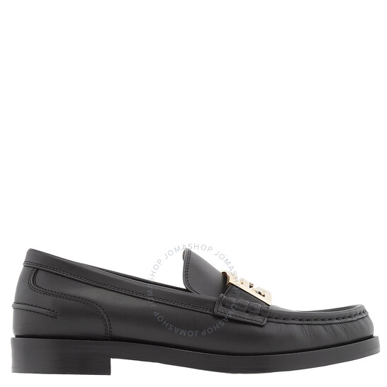 Fendi Ladies Black Baguette Leather Loafers, Brand Size 37.5