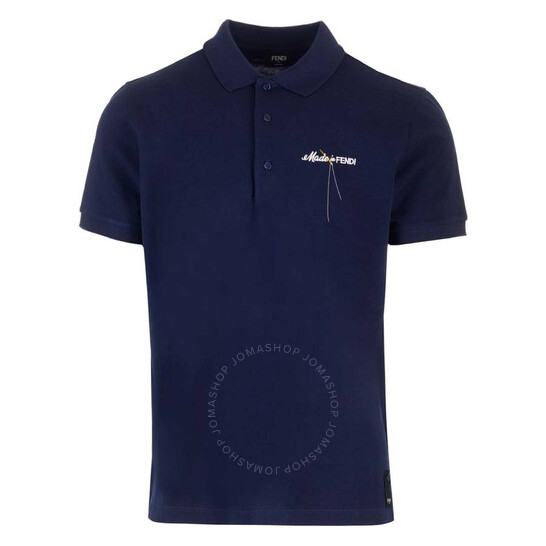 Fendi Logo Embroidered Regular-Fit Polo Shirt, Size Small