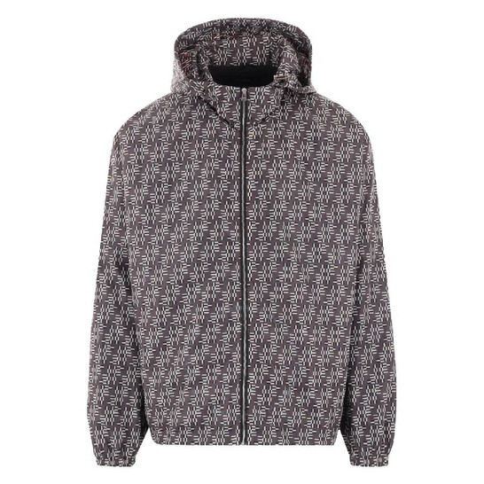 Fendi Monogram Jacquard Hooded Jacket, Brand Size 48 (US