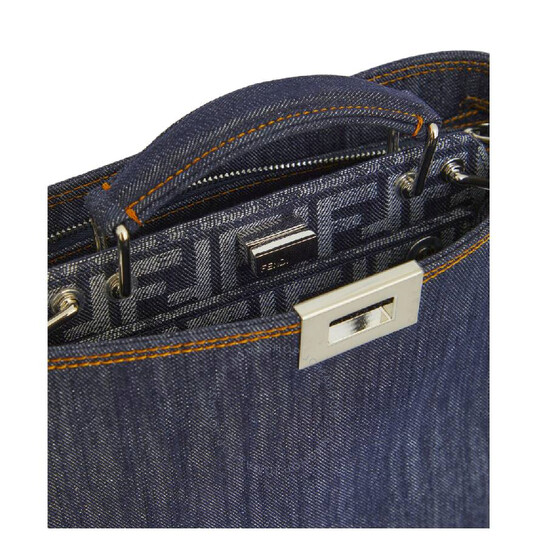 Fendi Peekaboo ISeeU Mini Bag Denim-Effect Fabric. 7VA530