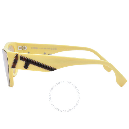 FENDI キャットアイフレムサンクラス FE40135I 39E Fendi Shiny Light Brown Shield Ladies Sunglasses FE40135I