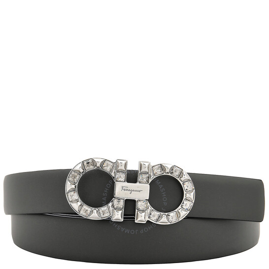 Ferragamo 両面調整可能 Gancini Crystal ベルト／230205 764066 Ferragamo Adjustable Reversible Gancini Cystal Belt, Size 95