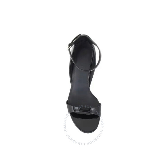 Ferragamo Black Vernice Open-Toe Wedge Sandals, Size 7.5