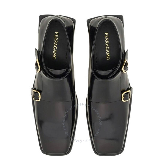 Ferragamo Double Monkstrap Leather Loafers, Size 6.5 029244