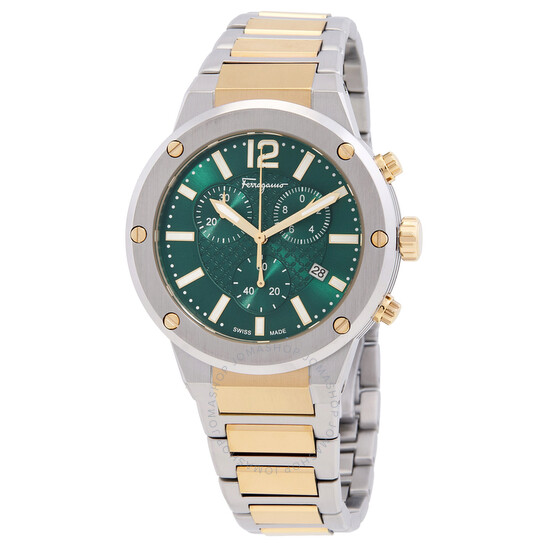 Ferragamo F-80 Chronograph Quartz Green Dial Men's Watch