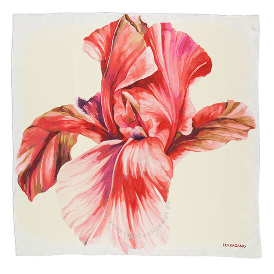 Ferragamo Floral Iris Print Silk Scarf 310142 763833