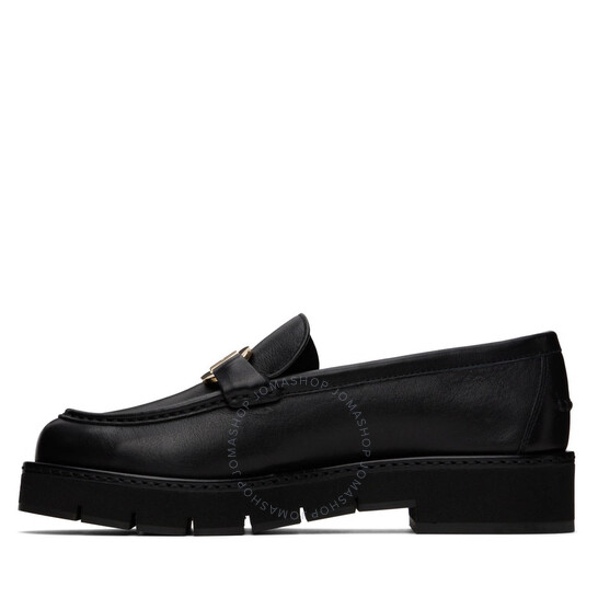 Ferragamo Gancini-Plaque Slip-On Calfskin Loafers, Size 9.5