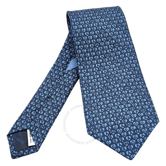 Ferragamo Heart Print Logo Silk Tie 350940 768358