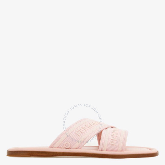 【セール】フェラガモ*LAURENE ロゴ クロスベルトサンダル01G833 Ferragamo Laurene Logo Embroidered Slides, Size 9 C 01G833