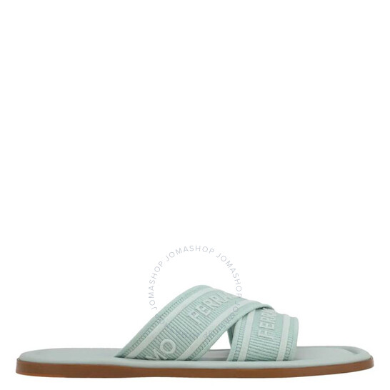 Ferragamo Laurene Logo Embroidered Slides, Size 9 C 01G833