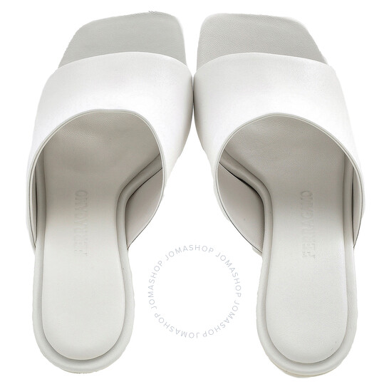 Ferragamo White Nappa Astro 70 Elinda Slide Sandals, Size 5