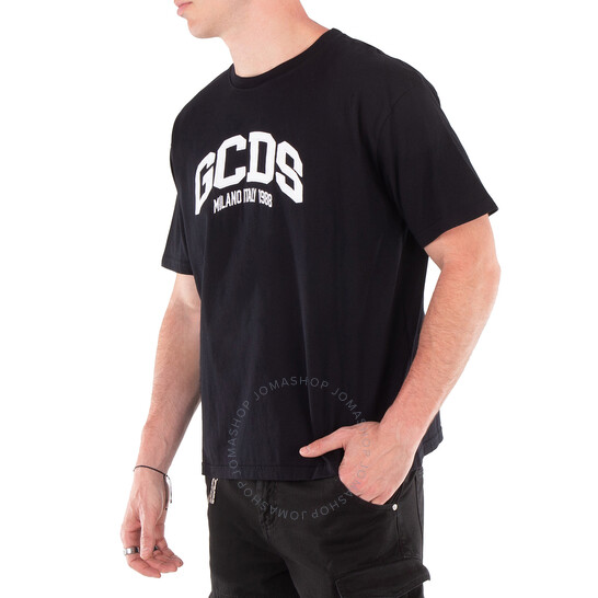 Tシャツ・カットソー GCDS Men T-shirt Black A2OM2304JB9 99 Gcds Black Logo Lounge Cotton T-Shirt, Size X-Small