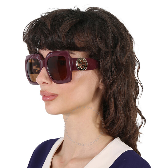 Gucci Brown Square Ladies Sunglasses GG1022S 002 54