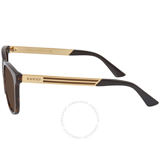 サングラス Gucci Sunglasses GG0695SA 002 Brown Asian Fit GUCCI GG0695SA 002 Square Havana Black Gold Brown 56 mm
