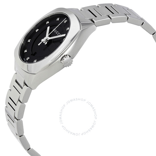 Gucci GG2570 Black Dial Diamond Stainless Steel Ladies Watch