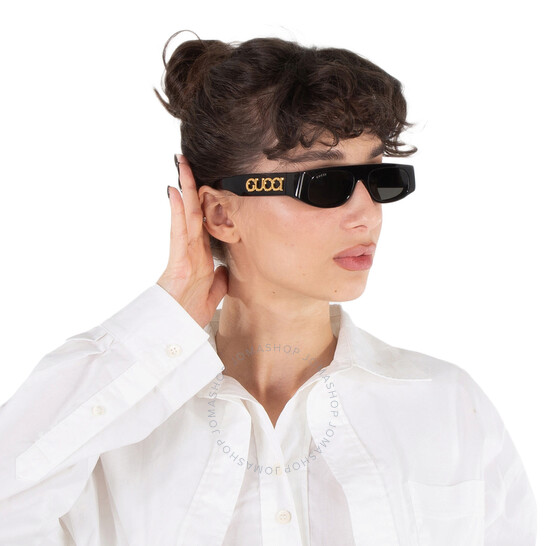 GUCCI 長方形フレムサンクラス GG1771SGUCCILIDO001 NERO NEW GUCCI GG1771S 001 GEOMETRIC BLACK GREY WOMEN SUNGLASSES