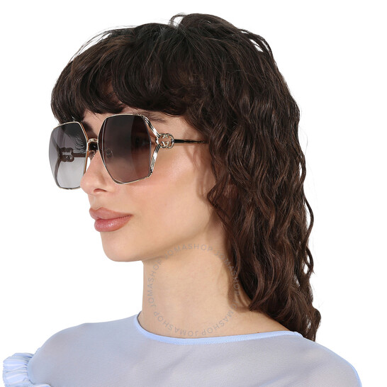 サングラス Gucci Sunglasses GG1322SA 001 Butterfly Retro Gucci GG1322SA 001 Sunglasses Women's Gold/Grey Gradient 64