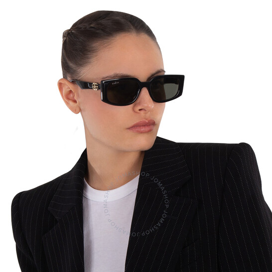 Gucci Grey Rectangular Ladies Sunglasses GG1534S 001 55