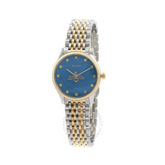 ★大人気★GUCCI G-Timeless Quartz Blue Dial Ladies Watch Gucci G Timeless Quartz Blue Dial Two Tone Steel Strap Watch