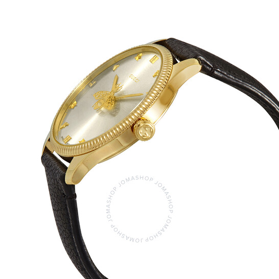Gucci G-Timeless Quartz Ladies Swiss Bee Silver Sun Brushed