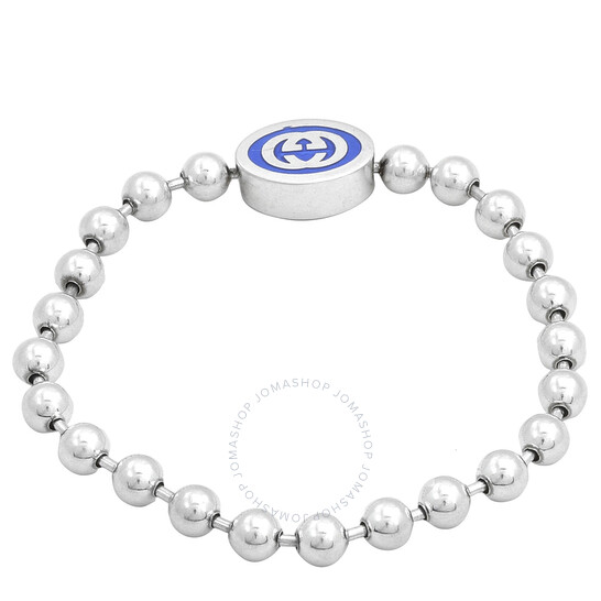 Gucci Interlocking G Boule Chain Sterling Silver Blue Enamel