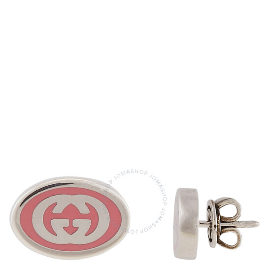 Gucci Interlocking G Sterling Silver Pink Enamel Earrings