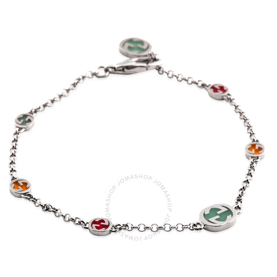 Gucci Sterling Silver Interlocking G Multicoloured Enamel