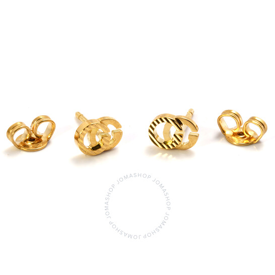 Gucci Running GG Diagonal Motif Earrings, 18 Karat Yellow