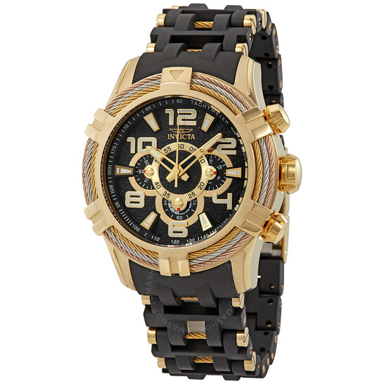 ランキング2025 Black Chronograph Bolt Invicta Dial Watch Men's Two-Tone 時計