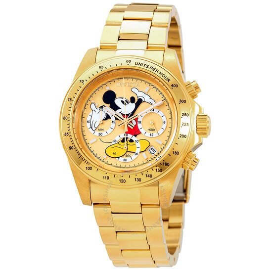 Invicta Disney Limited Edition Mickey Mouse Chronograph Gold Dial Men s Watch 25196