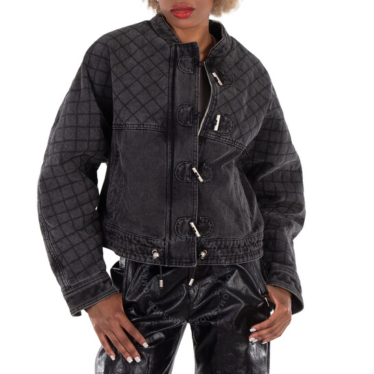 Isabel Marant Ladies Dark Grey Celiany Quilted Denim Jacket