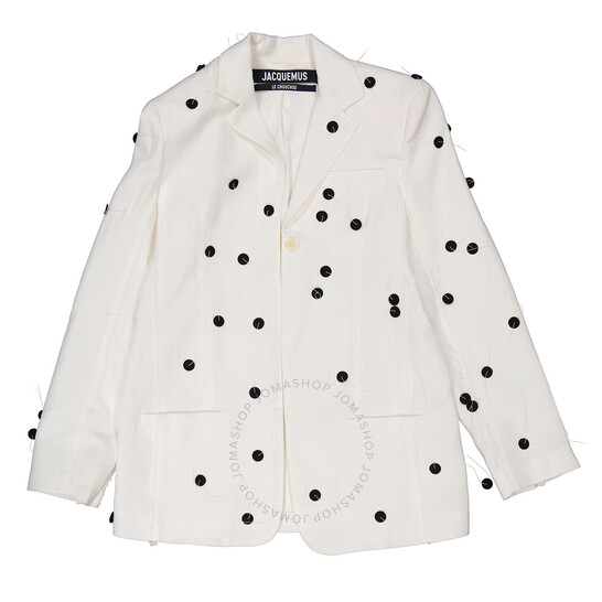 Jacquemus Ladies White & Black La Veste Caraco Brodee Crepe