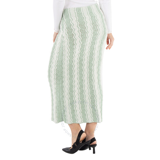 JIL SANDER ACID GREEN ミニドレス Jil Sander Ladies Acid Green Chenille-trimmed Striped Cotton