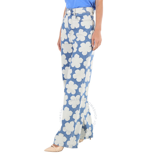 Kenzo Ladies Blue Ayame Wide Leg Fit Jeans, Size 24