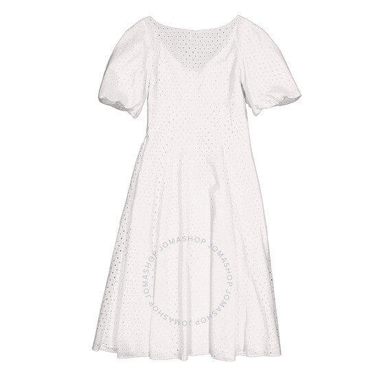 ワンピース KENZO Woman Dress Yellow Cream FD52RO1169FG 02 Kenzo Ladies Off White Broderie Anglais Embroidered Midi