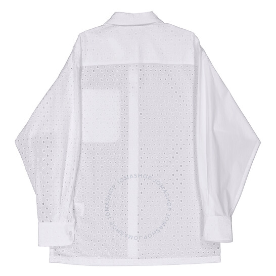 Kenzo Ladies Off White Broderie Anglaise Long-Sleeve Cotton