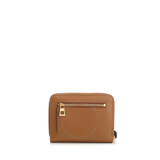 【国内発送】Knot compact zip around wallet Knot compact zip around wallet in shiny nappa calfskin Brown