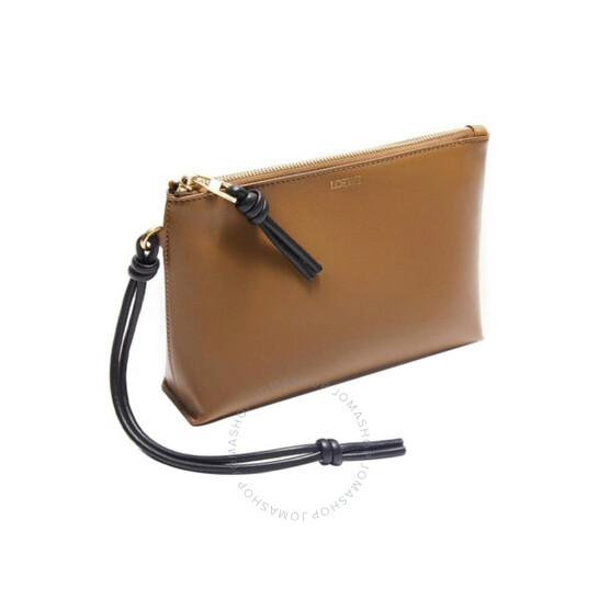 Loewe Knot T Calfskin Pouch In Oak / Black CEM1KNPX01.3987