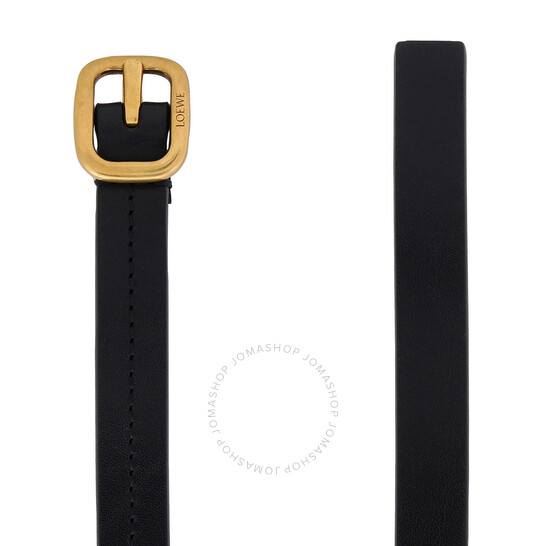 Loewe Round Soft Logo Engraved Buckle Leather Belt, Size 80