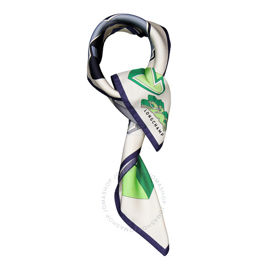 【送料&関税込】Longchamp Green Square Scarf With Graphic Pr Longchamp Green Square Scarf With Graphic Print And