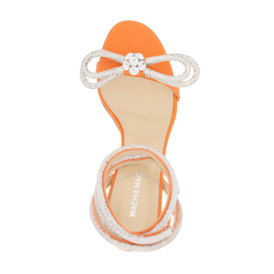 Mach & Mach Double Bow Crystal Satin Sandals, Brand Size 38