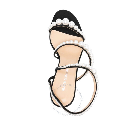 サンダル・ミュール MACH & MACH Sirene sandals Sirene - Women's White Satin Mules with Pearls with Open Toe